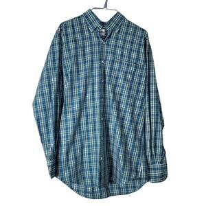 Peter Millar Dress Shirt Button Down Blue‎ Check Plaid Casual Medium